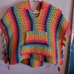 ♡ Mimi & Maggie Rainbow Crocheted Poncho for Girls ♡